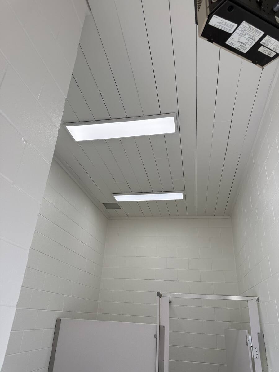 Freshly painted concessions interior with new light fixtures